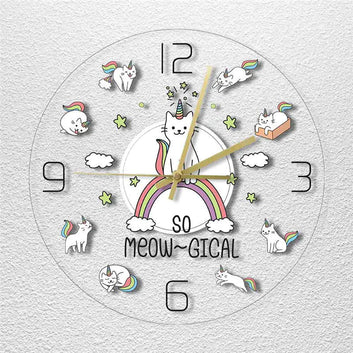 Charming Cat Horn Wall Clock