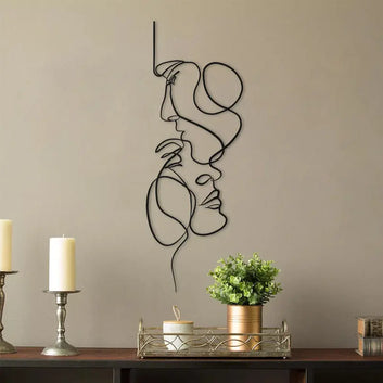 Contemporary Face Line Metal Art